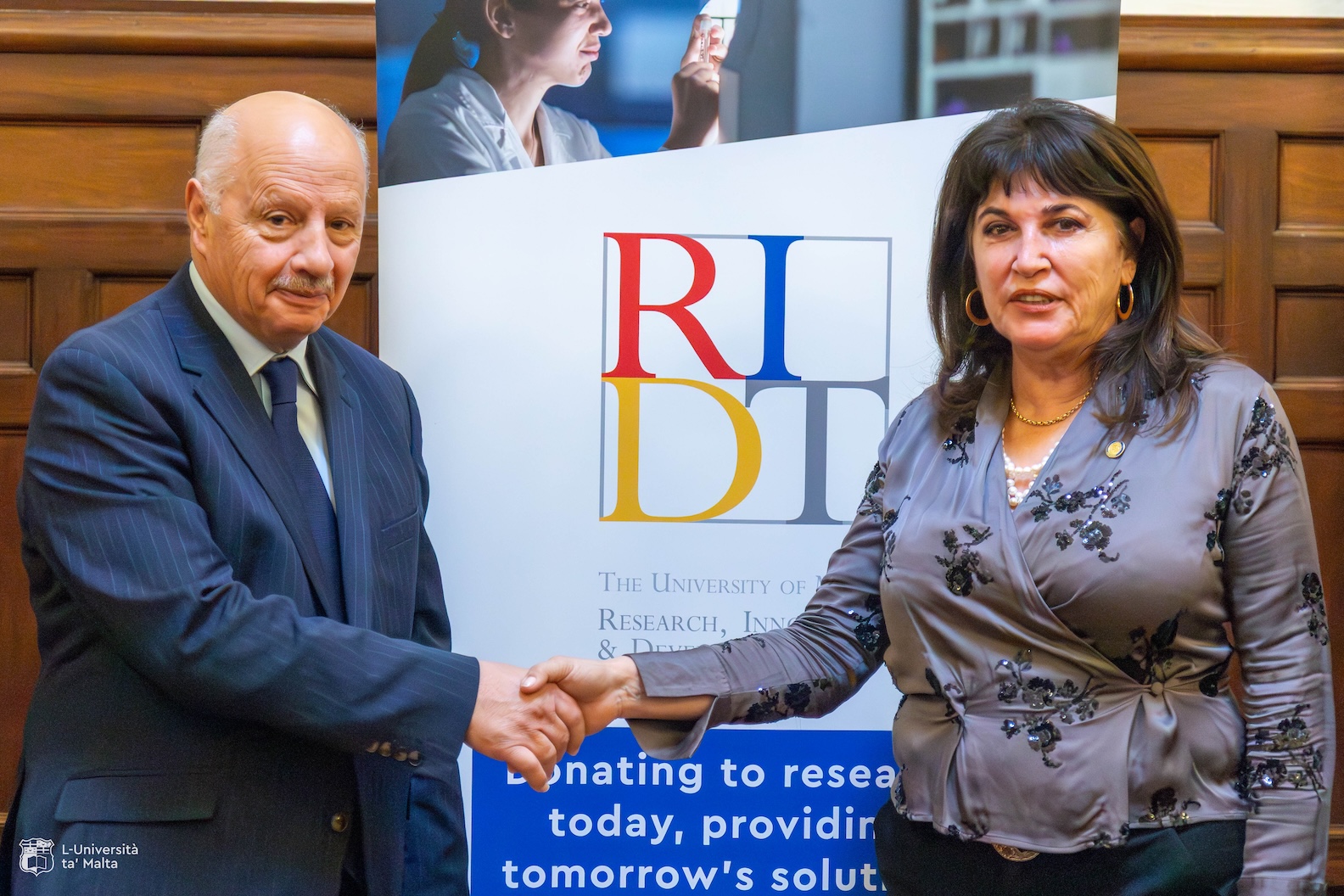 Exchange of Greetings between The University Rector Prof. Alfred Vella and Rotary Club La Valette President Prof. Clare Vassallo