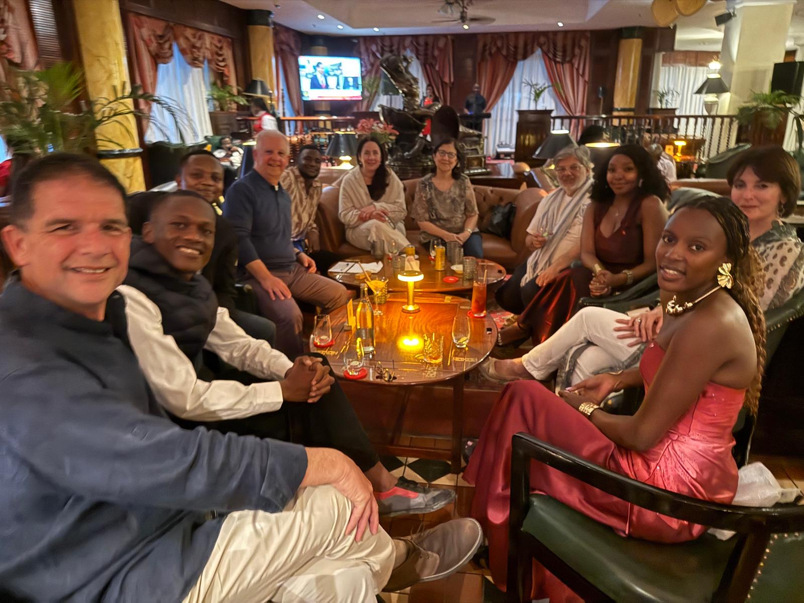 Rotarians, their partners and Rotaract Eco-Warriors socialising in Nairobi